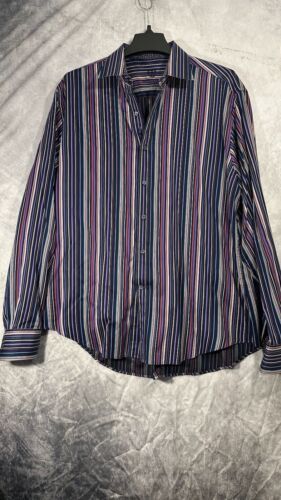 men bugatchi button shirt multicolor stripes Purpl