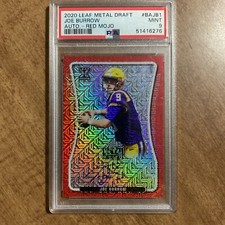 2020 Joe Burrow Leaf Metal  Rookie Auto Red Mojo Refractor 1/2 PSA Graded MINT 9