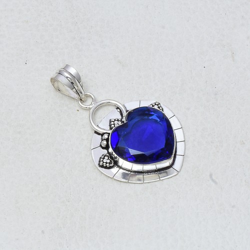 Astounding Tanzanite Gemma 925 Argento Sterling Fatto a Mano Ciondolo 5.8cm - Foto 2 di 3