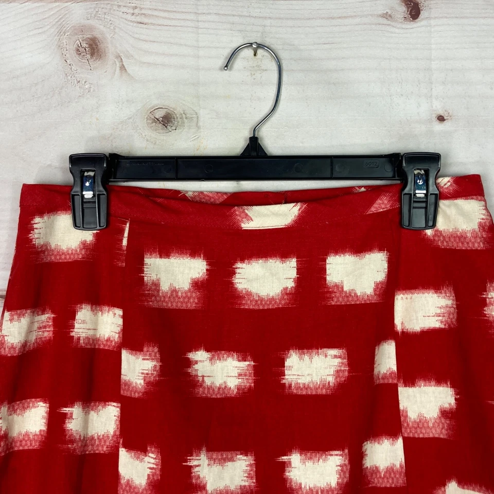 Falda Corey Lynn Calter Mujer 8 Rojo Blanco Lápiz Mezcla Lino Forrada Geométrica Foto 2 de 4