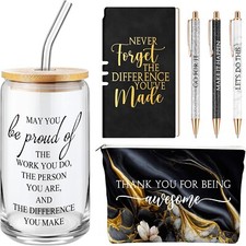 6-Piece Employee Appreciation Gift Set for Women Thank You Gifts Glass Cup 17 oz
