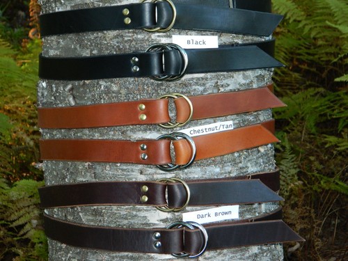 Handmade Double O Ring Leather Belt Heavy Duty 1 1 4 Inch Wide Mens Womens New Ebay
