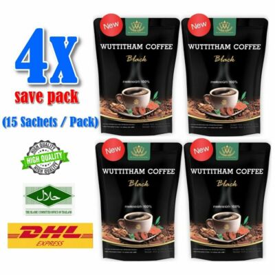 4x Wuttitham Instant Schwarz Kaffee 32in1 Gesundheit Junger Mann Unisex Gesun...