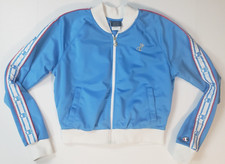 Champion Blue Track Jacket Embroidered Logo Champion Logo Tape on Sleeves M Flaw