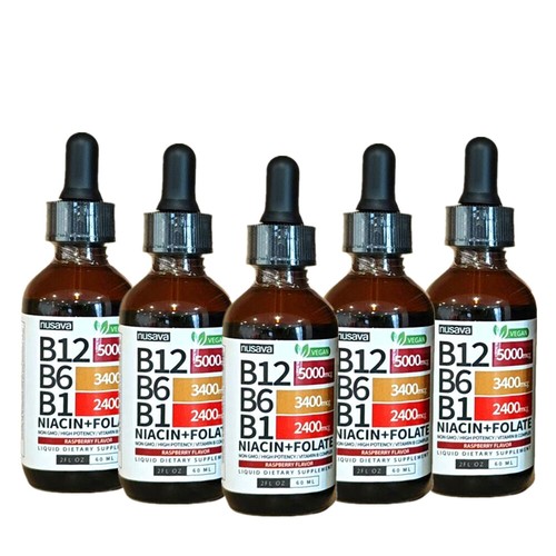 1-5X Vitamin B12 & B6 Liquid Drops, B12 Sublingual B Complex - B12 5000mcg 60 ml - Picture 14 of 18