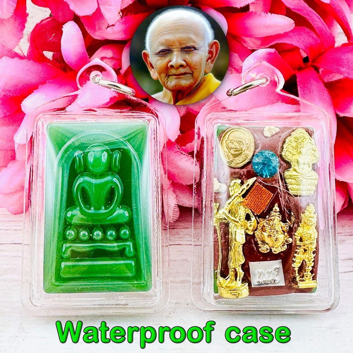 Somdej Kaiser Lucky Stone Jade Carve Money Wealth Hong Be2556 Thai