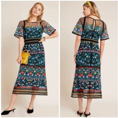 RARE Anthropologie Esther Bohemian Embroidered Midi Dress Size 4 | eBay RARE Anthropologie Esther Bohemian Embroidered Midi Dress Size 4 | eBay