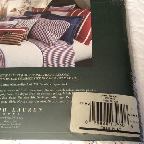 NWT Ralph Lauren American Summer Anchor Navy Red Twin Flat Sheet - Picture 6 of 8