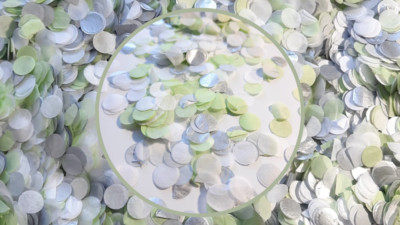 Biologisch abbaubar Hochzeit Stoff Papier Konfetti - Salbei grün, weiß, silber