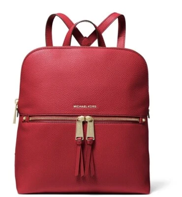 Brand New! Michael Kors Rhea Medium Pebbled Slim Backpack - Bild 1 von 3