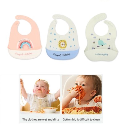 Silikon Baby Lätzchen Lebensmittelfänger Wasserdicht Spülmaschinenfest Kleinkind Fütterung Lätzchen