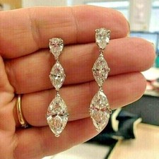 2.80Ct Lab Created Diamond Women Drop Dangle Earrings In 14K White Gold Plated