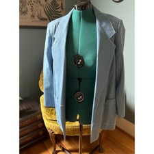 Vintage 80s Alfred Dunner Light Blue Denim Oversized Blazer Made in USA