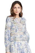 Zimmerman Verity Paneled Linear Top In Bluebird Polka Dot Ladder Stitch Sz 1 NWT