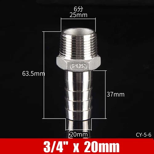 Stainless Male Thread Pipe Fitting x Barb Hose Tail Connector BSP 1/8" to 4" - Bild 31 von 86