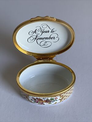 Vintage Halcyon Days Enamels Year to Remember 1997 Trinket Boxed