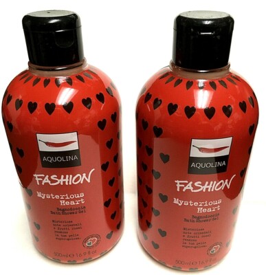 Lot of 2 AQUOLINA FASHION - Mysterious Heart - Bath Shower Gel 16.9 fl oz each