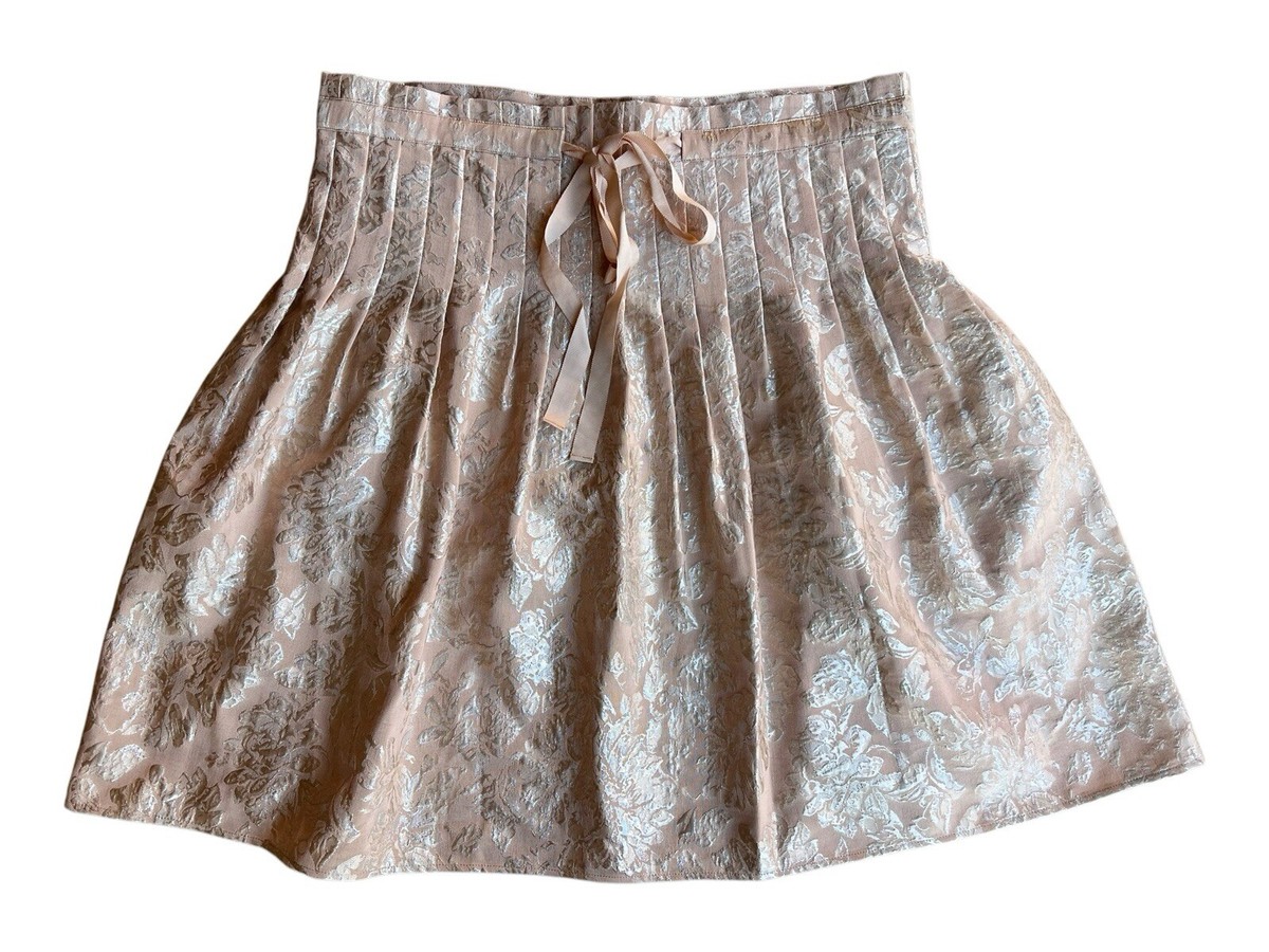 NWT BCBGMAXAZRIA “Dana” Paper Bag Waist Jacquard Pleated Skirt