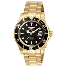Invicta Men's Watch Pro Diver Quartz Black Dial Yellow Gold Steel Bracelet 26975