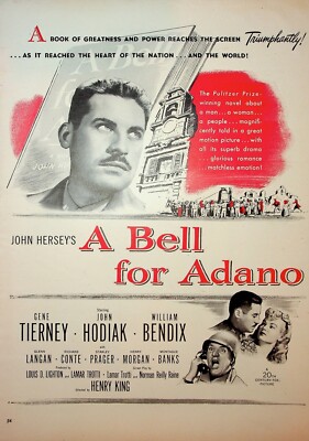 Original A Bell for Adano Ad: Gene Tierney; A Book of Greatness