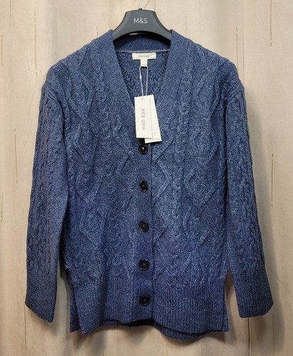 PER UNA Chunky CABLE Knit CARDIGAN ~ Size S ~ Indigo Blue - Picture 8 of 8