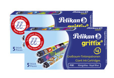 10 x Pelikan griffix Tintenpatrone für Füllhalter königsblau, Motive sortiert 