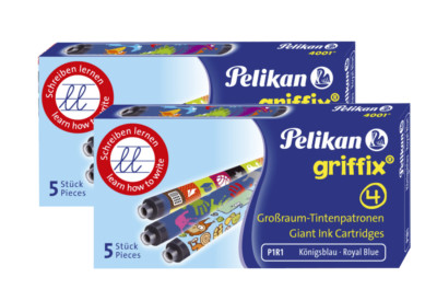 10 x Pelikan griffix Tintenpatrone für Füllhalter königsblau, Motive sortiert 