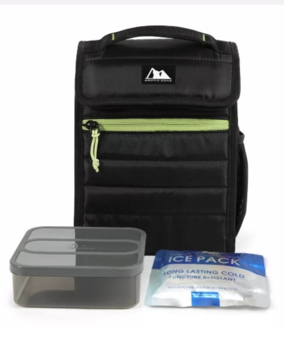 artic zone insulated lunch bag. Dual Closure W Food Container