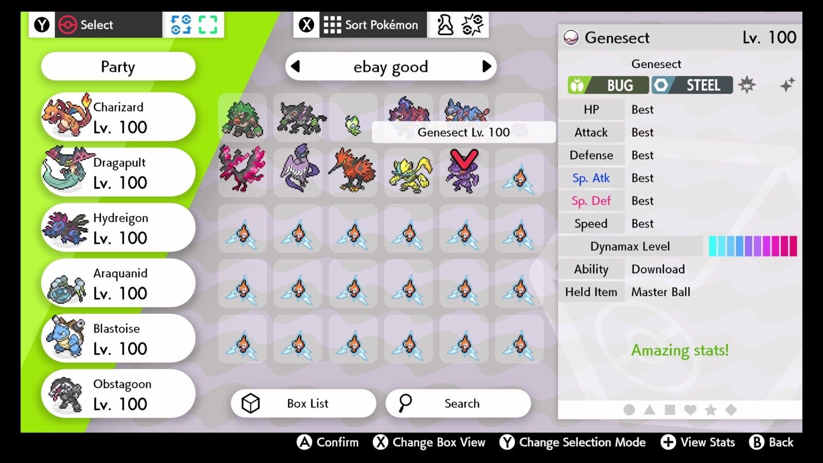 Pokemon Sword and Shield Ultra Shiny Genesect 6IV-EV Trained