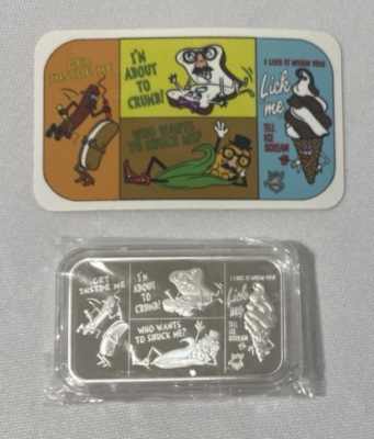 #ad PEM BARS Funny 1 Troy Oz .999 Fine Silver Collaboration I#x27;m Gonna CRUMB $114.95