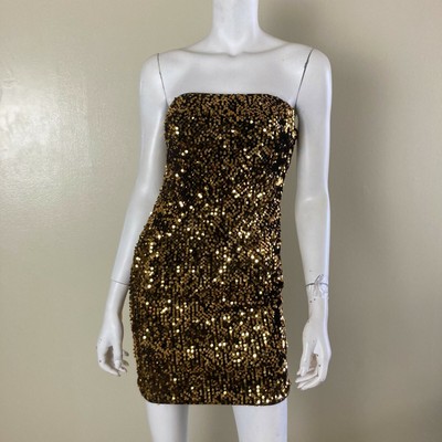strapless sequin mini dress