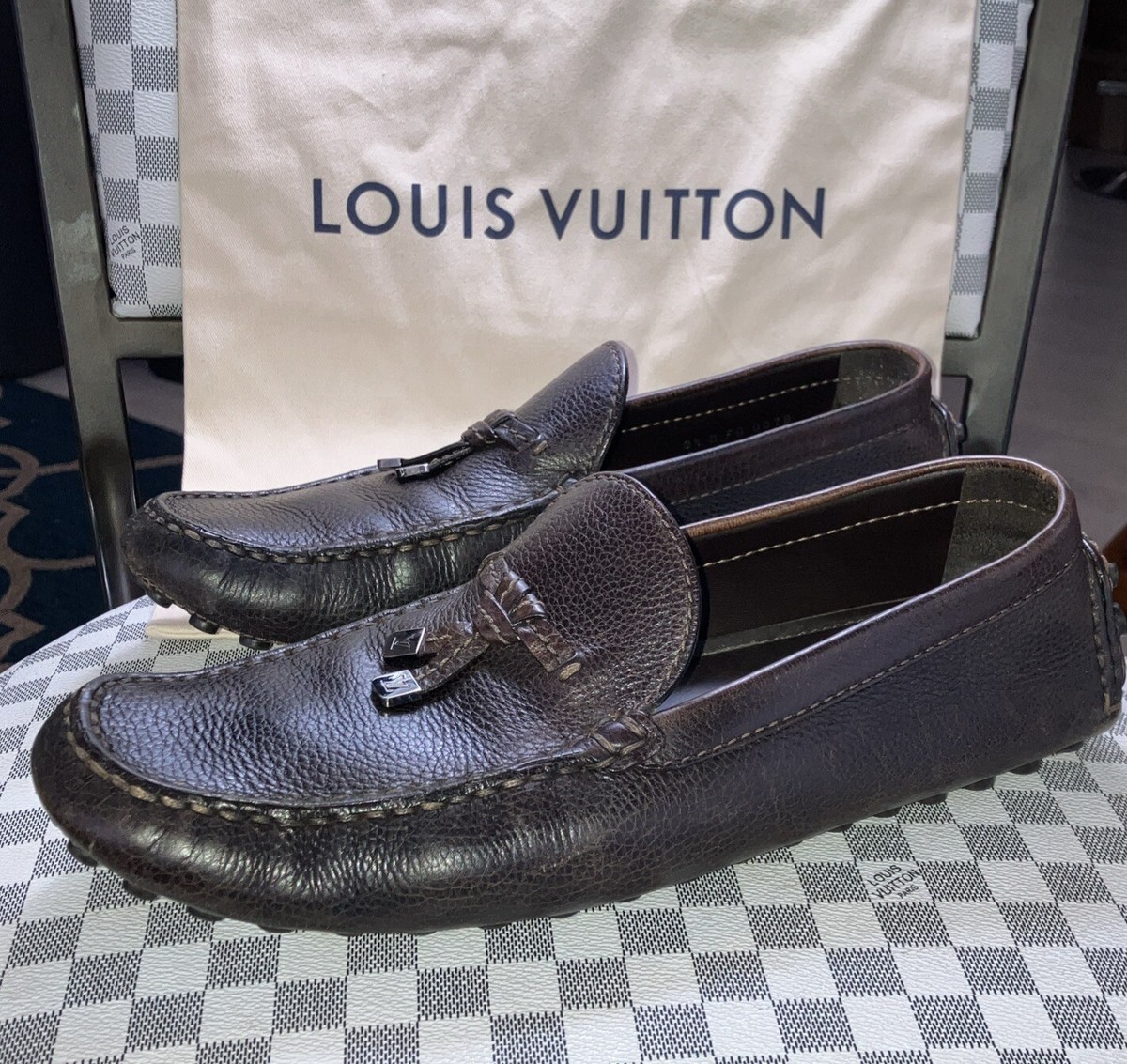 Authentic Louis Vuitton Brown Leather Drivers Logo Bow Slip On Loafers Size 10 Major loafer - Men - Shoes | LOUIS VUITTON ® main image 2