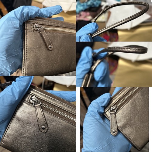 Coach Metallic Bronze Gold Pleated Front Wristlet - “Sanna - Picture 21 of 24