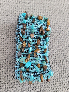 Howlite with Tigers Eye Blue Seed Beads Carpet Stretch Bracelet SLC