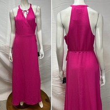 Women's NWT Lulus Pink Halter Sleeveless Long Maxi Gown Formal L Dress Boho