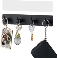 Wall Mount Key Holder with 4 Hooks, Metal Key Rack Organizer for Entryway & Door