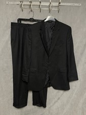 Jos A Bank Suit Men's 46XL Black Striped 2B Academia Wool 40X33 Pants Luxury