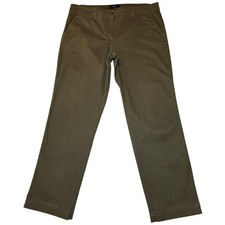 Talbots Petites Women's The Perfect Chino Pants Size 12P Olive Green Flat Front