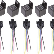 Car Relay 12V 40A SPDT 5Pin Switch Socket Plug Wire Harness Pack of 5