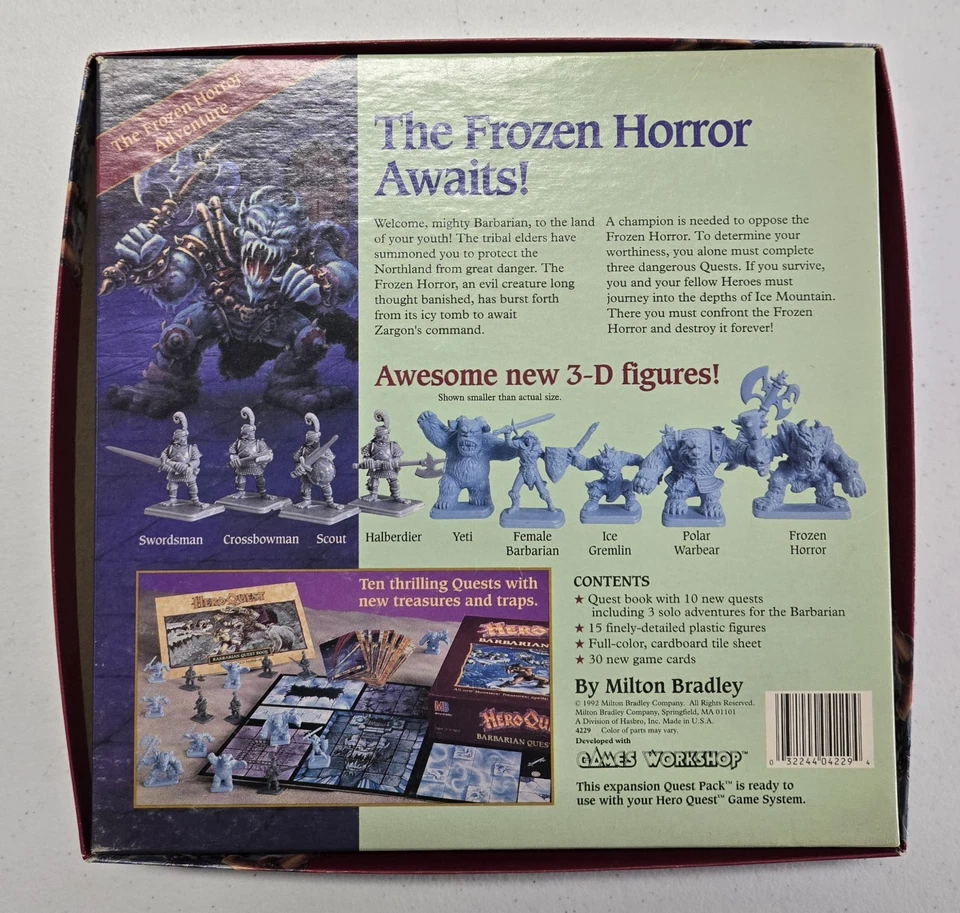 Hero Quest Barbarian Quest Pack Milton Bradley Board Game 1992 COMPLETE? OOP - Image 2 of 4