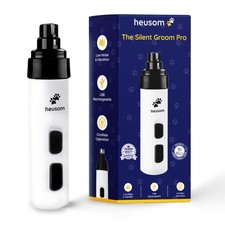 Heusom Silent Groom Pro Pet Nail Grinder  Whisper Quiet Claw Trimmer for Dog...