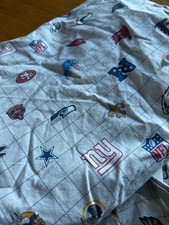 Pottery Barn Teen NFL Football Team Gray Logo Striped Full Size Flat Sheet