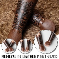 Medieval Knights Embossing Wristband PU Leather Bracers Arm Guard Cosplay Props