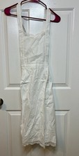 NWOT White On White Embroidered Floral Crochet Hem Hostess Bib Apron Sz S Sew