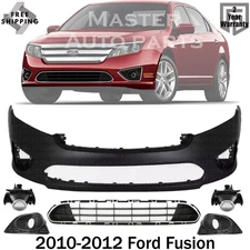 New Front Bumper Cover Paintable & Fog Lights Kit For 2010-2012 Ford Fusion