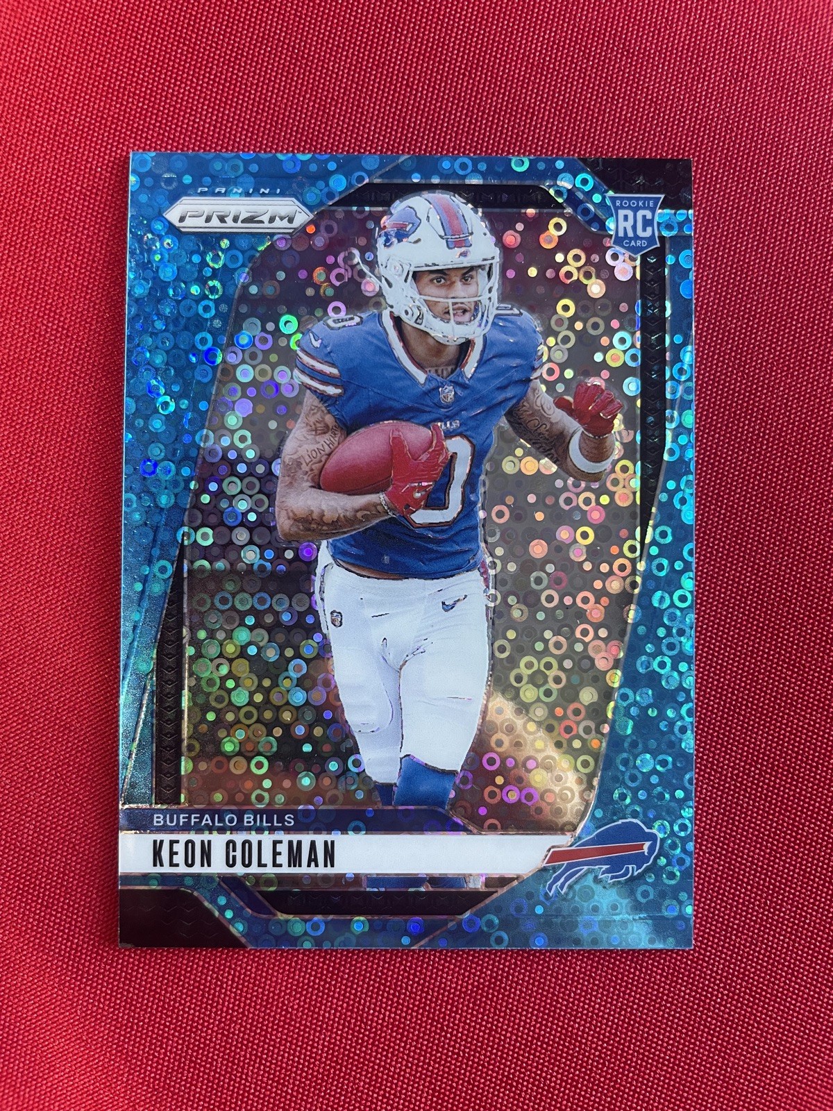 2024 Panini Prizm Keon Coleman #362 No Huddle Blue Disco Prizm RC /99 Bills