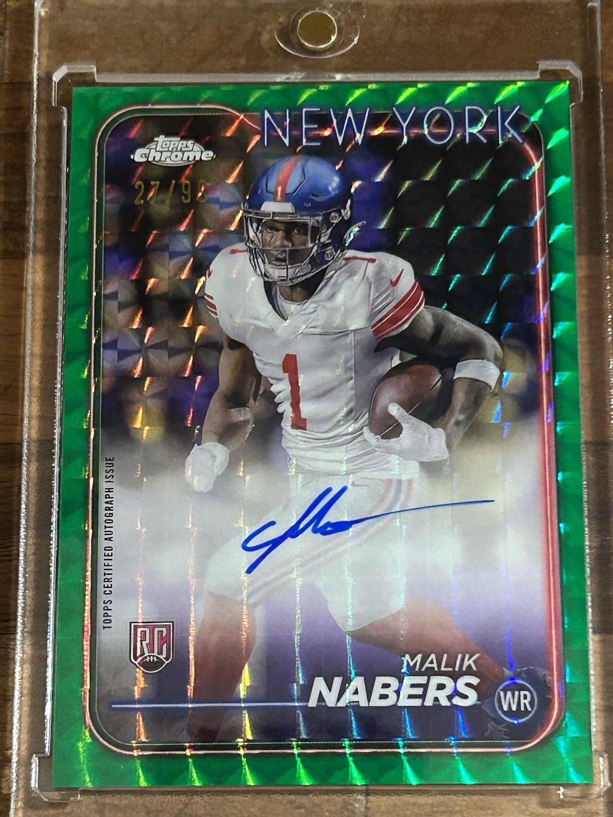 2024 Topps Chrome MALIK NABERS Rookie GREEN Geometric Refractor /99 ON CARD AUTO