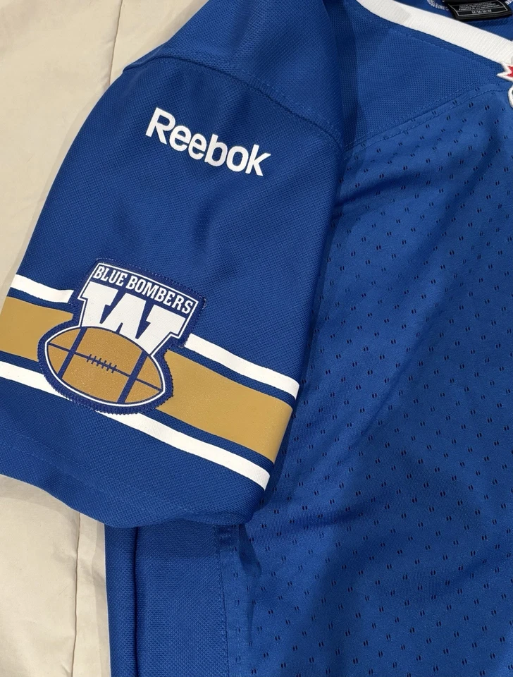 Camiseta deportiva Reebok Authentic CFL Winnipeg Blue Bombers talla juvenil mediana Foto 3 de 4