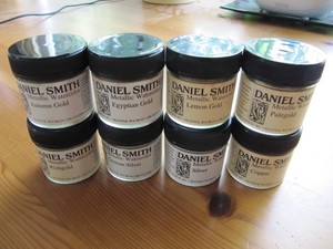 Lot Set Of 8 Jars Daniel Smith Metallic Watercolor Powder Gold Silver & Copper