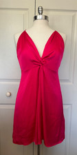 Express Hot Pink Silky Cocktail Slip Dress Strappy Back Zip Women's Size 6 NWT